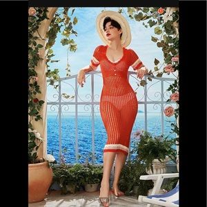 Beautiful long retro 🧶 crochet swimwear coverup😎